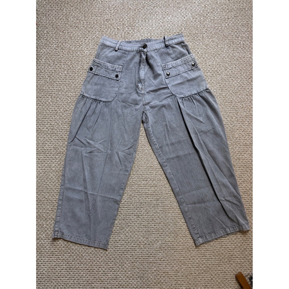 Paper Lace Wide Leg Utility Pants Elastic Waist Cargo barrel leg Anthropologie L